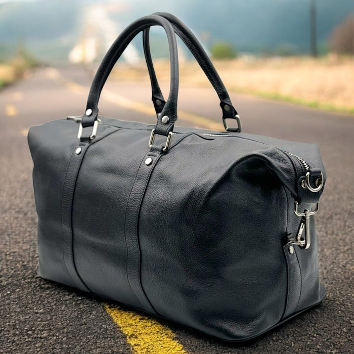 Bag Schwarzer Weekender Leder Reisetasche Weekender Für