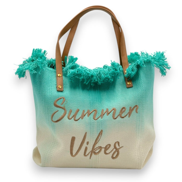 Aqua Di Mare Damen Strandtasche Türkis Mit Hibiscus-Muster – Inkl. Abnehmbarer Clutch Und Praktischen Taschen
