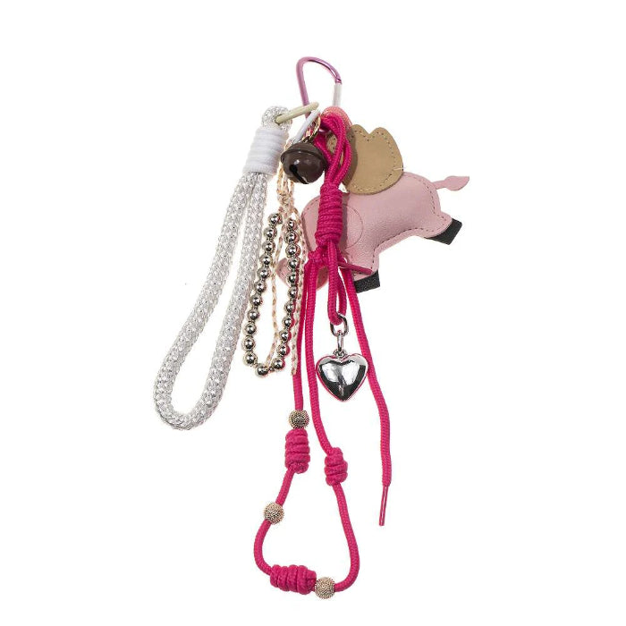Taschenanhänger Bag Charm Elefant aus Kunstleder rosa