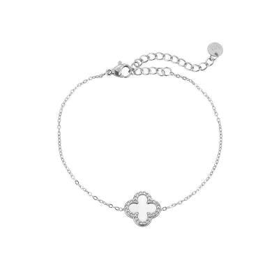 Damen Armband mit Kleeblatt Anhänger Silber