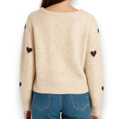 Damen Cardigan mit Herzen (beige)