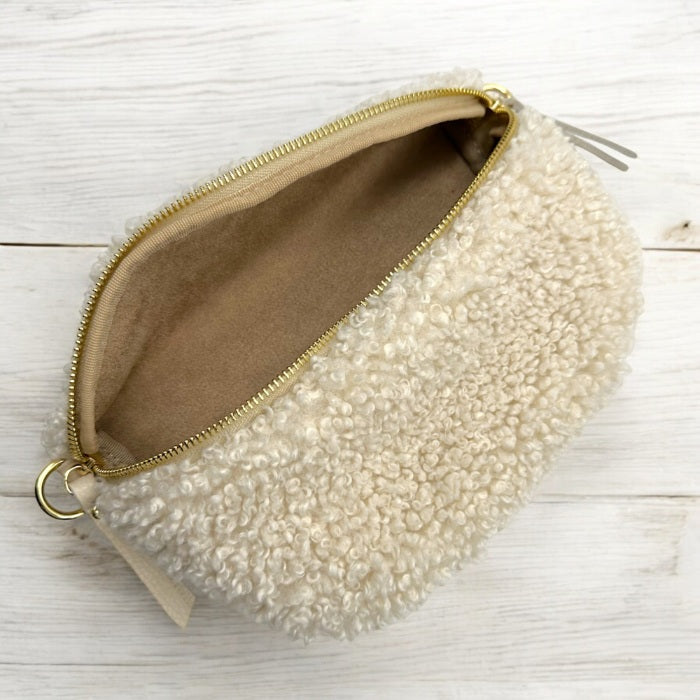 Bauchtasche Felloptik Beige (mittel)