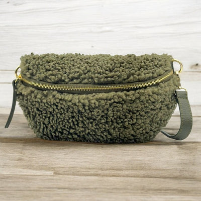 Bauchtasche Felloptik Khakigrün (mittel)