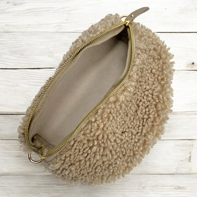 Bauchtasche Felloptik Taupe (mittel)