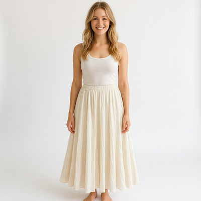 Baumwollrock Lang Damen (Beige)