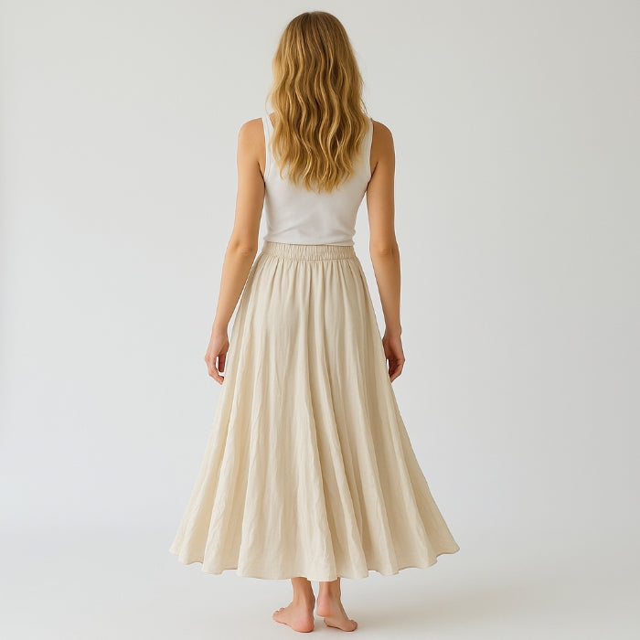 Baumwollrock Lang Damen (Beige)