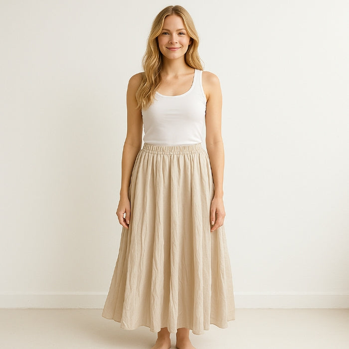 Baumwollrock Lang Damen (Taupe)