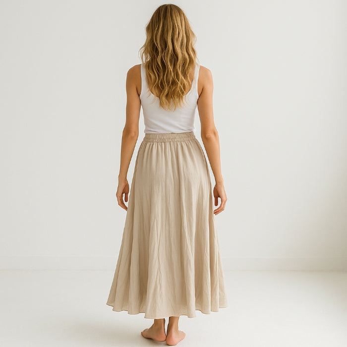 Baumwollrock Lang Damen (Taupe)