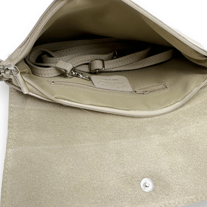 Clutch Tasche Leder (Beige) innen