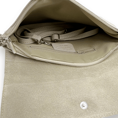 Clutch Tasche Leder (Beige) innen