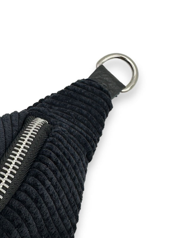 Cord Bauchtasche Schwarz Silber – Trendecke
