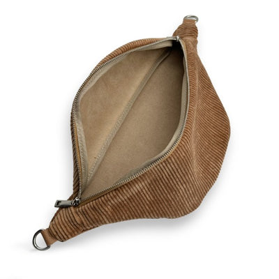 Cord Bauchtasche Taupe Silber