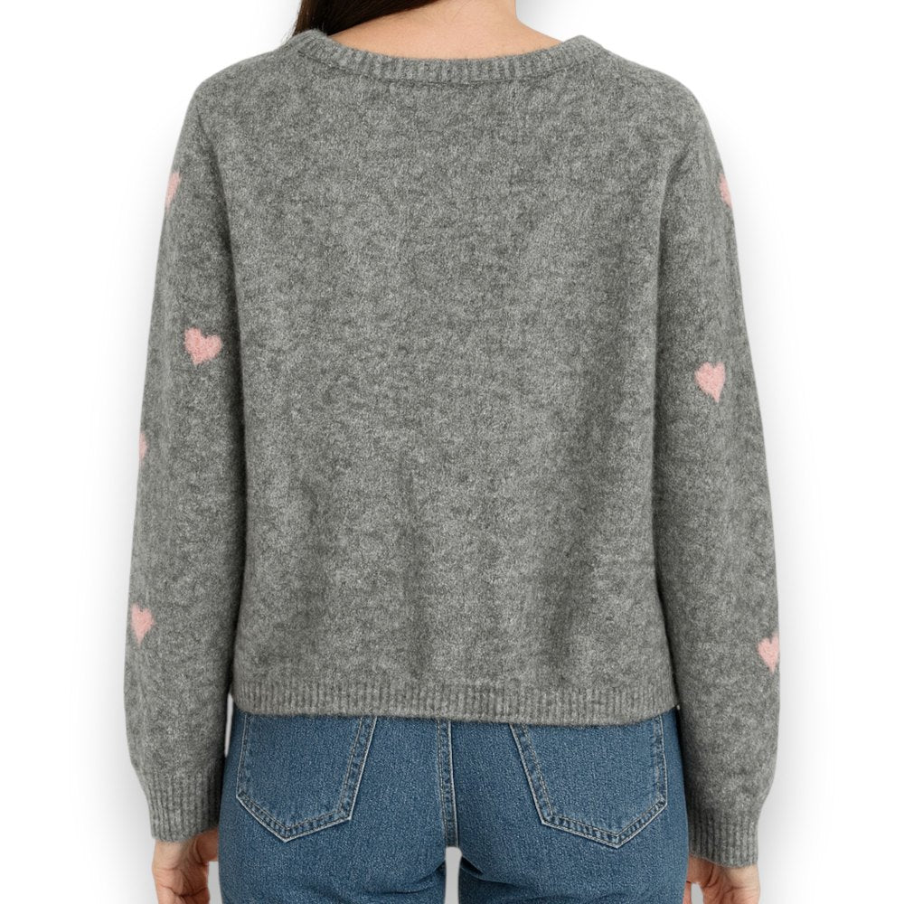 Damen Cardigan mit Herzen (dunkelgrau)