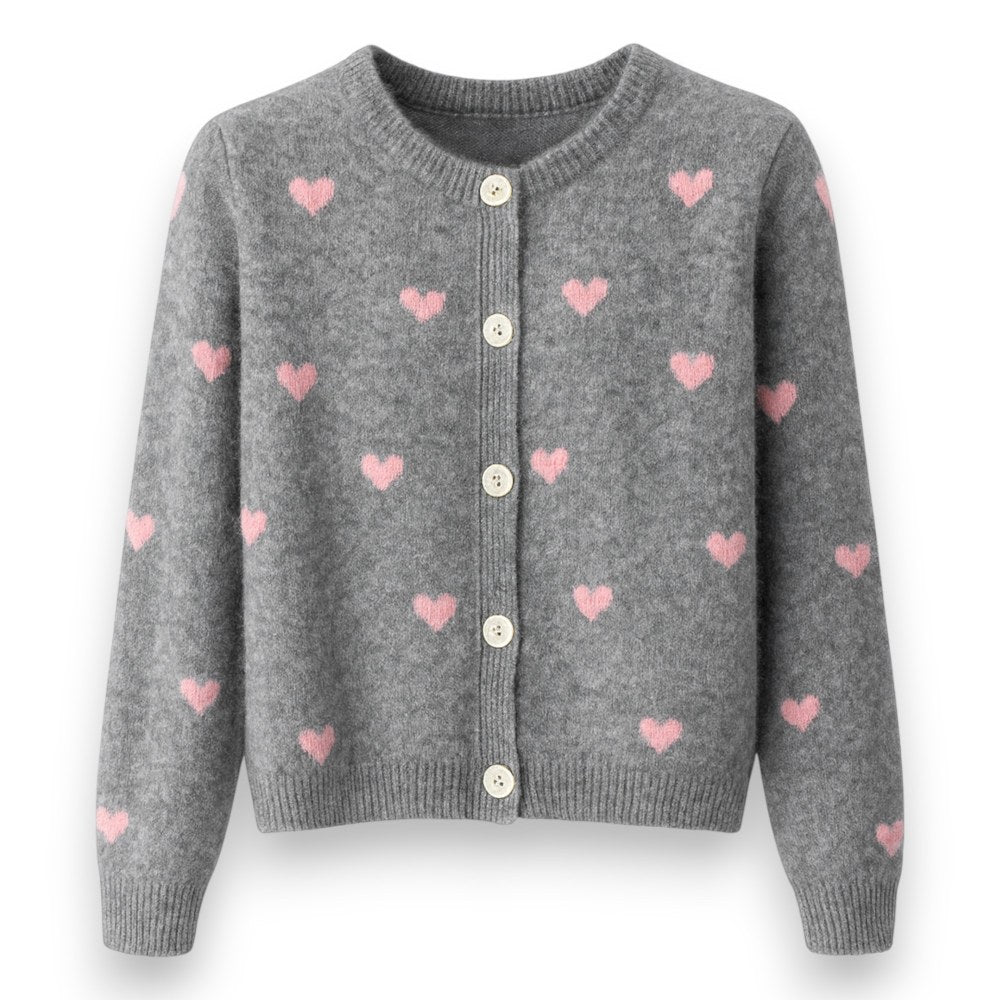 Damen Cardigan mit Herzen (dunkelgrau)