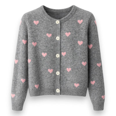 Damen Cardigan mit Herzen (dunkelgrau)