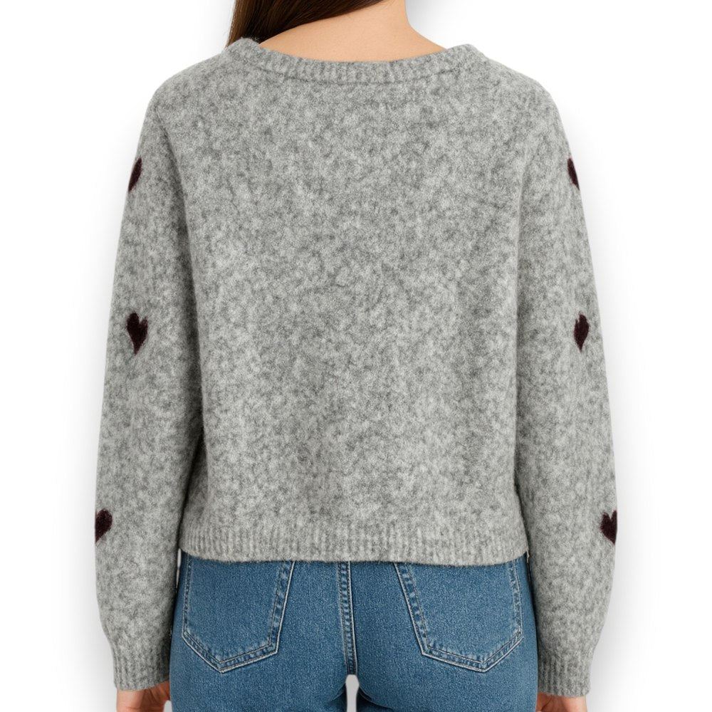 Damen Cardigan mit Herzen (hellgrau)