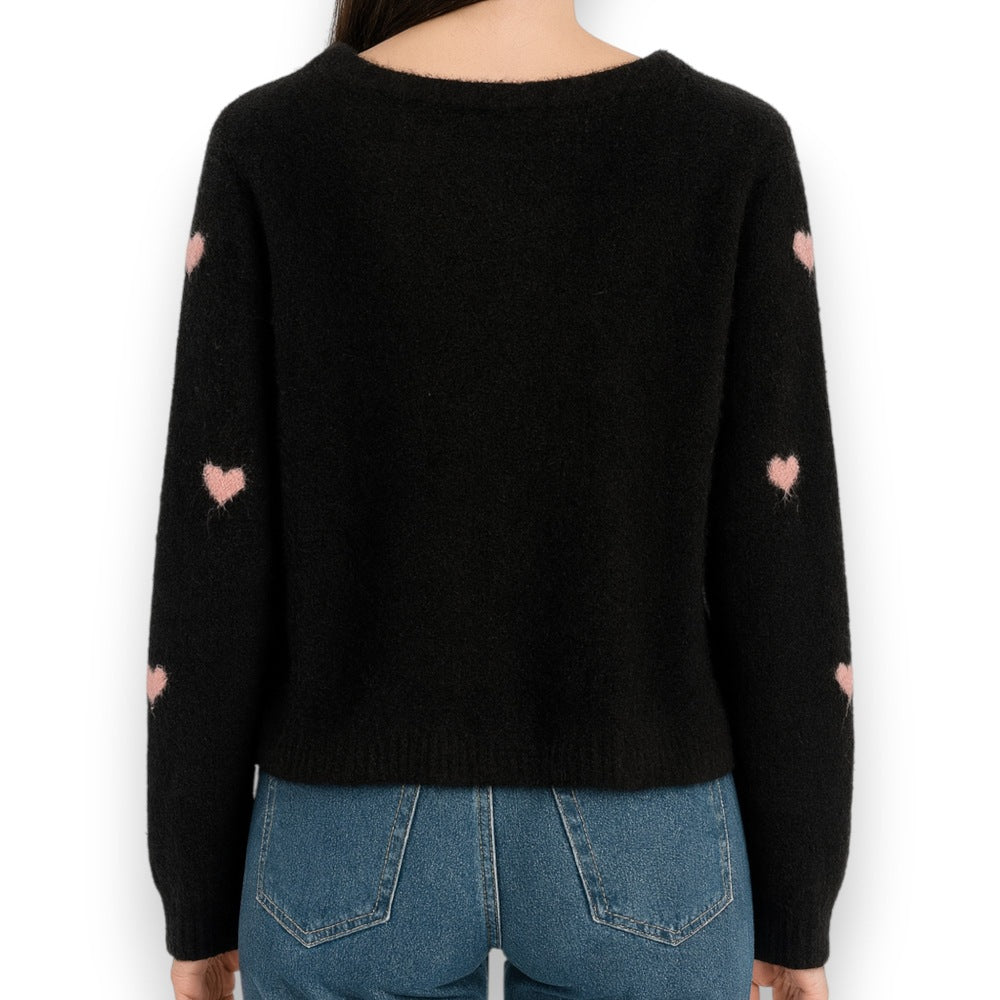 Damen Cardigan mit Herzen (olivgrün)