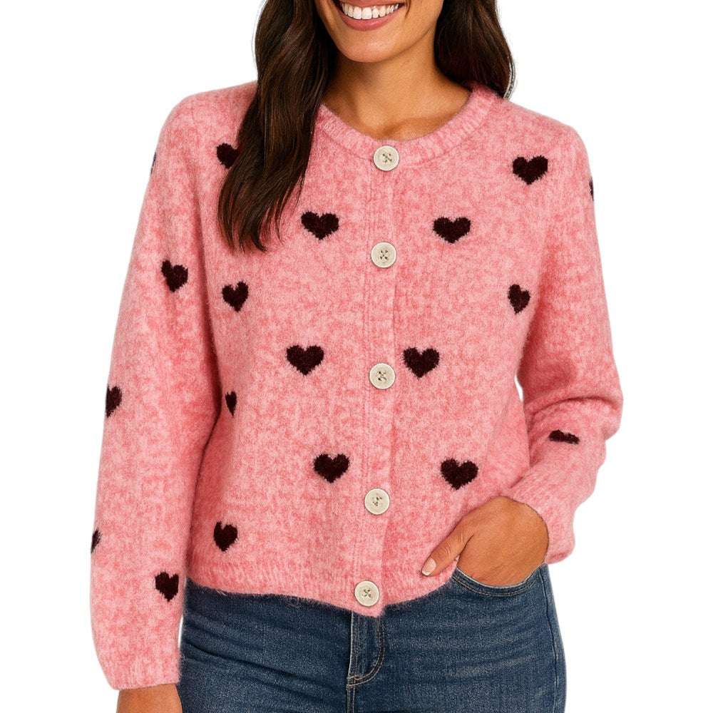 Damen Cardigan mit Herzen (rosa)