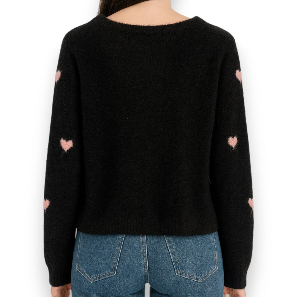 Damen Cardigan mit Herzen (schwarz)