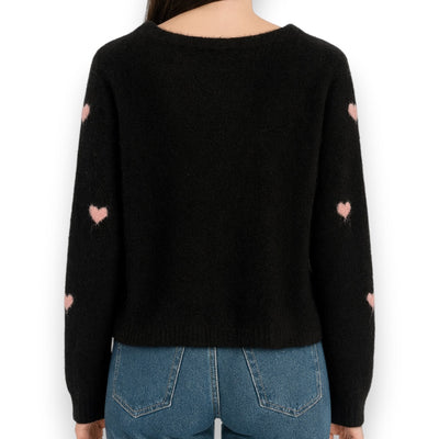 Damen Cardigan mit Herzen (schwarz)