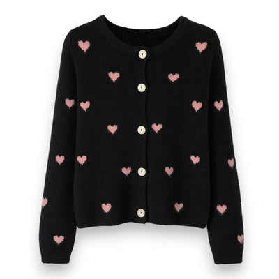 Damen Cardigan mit Herzen (schwarz)
