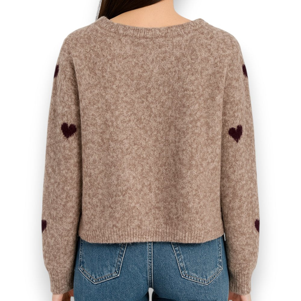 Damen Cardigan mit Herzen (taupe)