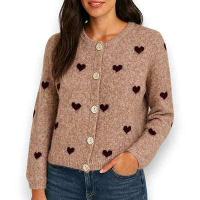 Damen Cardigan mit Herzen (taupe)