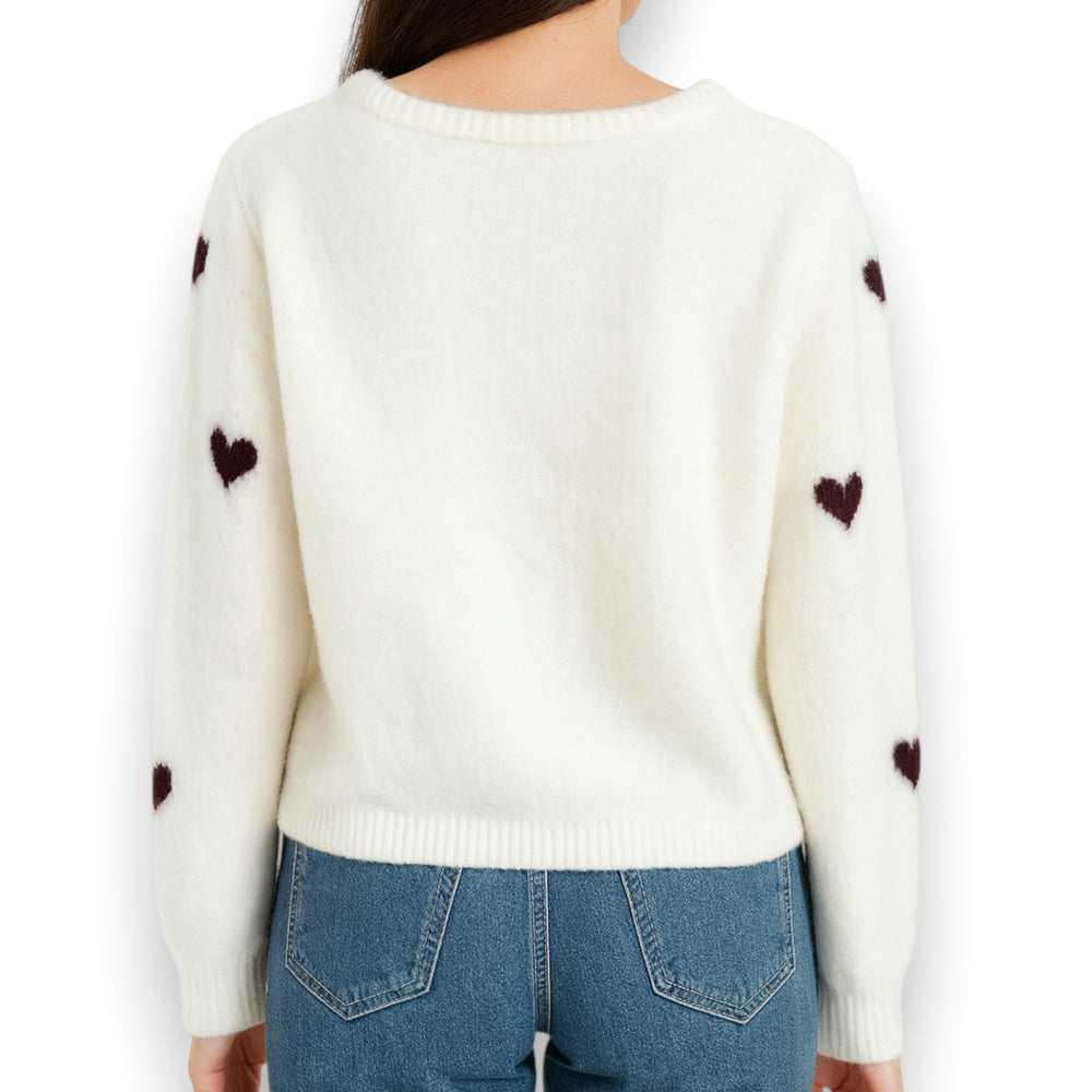 Damen Cardigan mit Herzen (weiß)