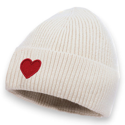 Damen Mütze mit Herz beige