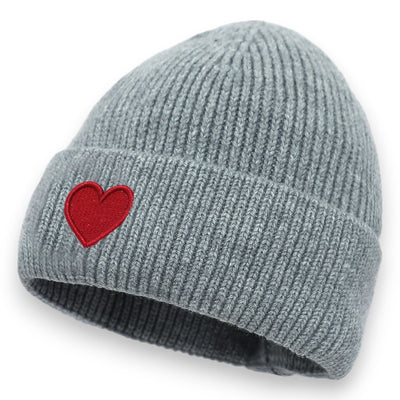Damen Mütze mit Herz grau