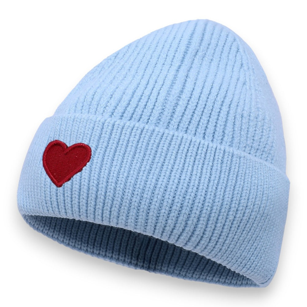 Damen Mütze mit Herz hellblau