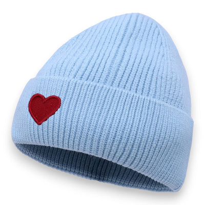 Damen Mütze mit Herz hellblau