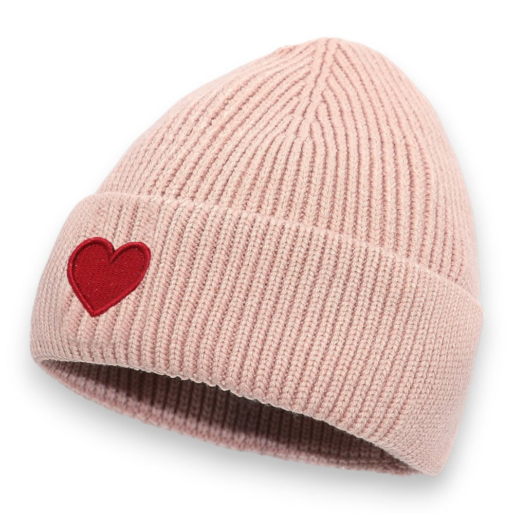 Damen Mütze mit Herz rosa