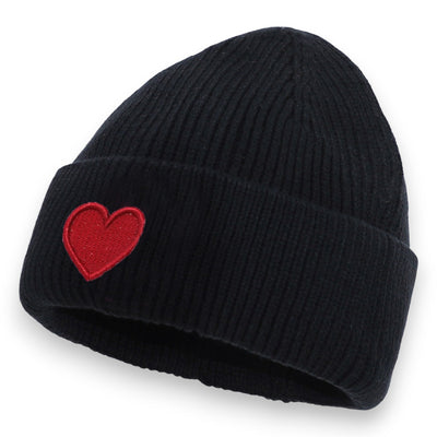Damen Mütze mit Herz schwarz