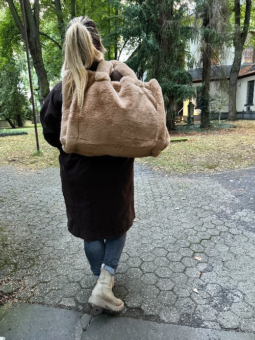 Kunstfell Tasche braun XXL