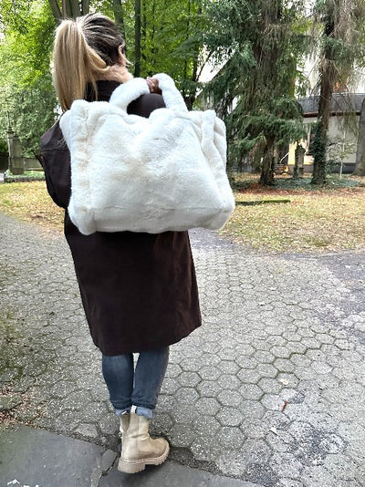 Kunstfell Tasche Creme XXL