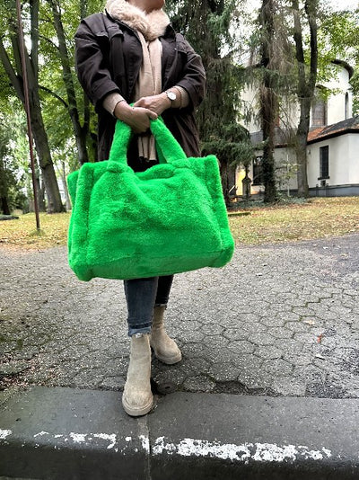 Kunstfell Tasche Grün XXL