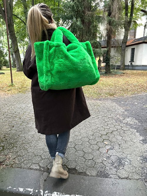 Kunstfell Tasche Grün XXL