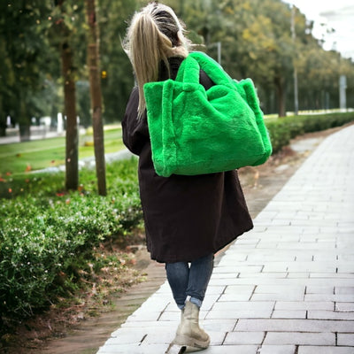 Kunstfell Tasche Grün XXL