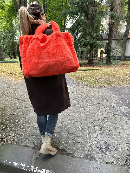 Kunstfell Tasche Orange XXL