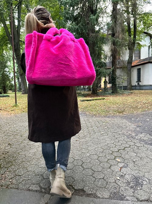 Kunstfell Tasche pink XXL