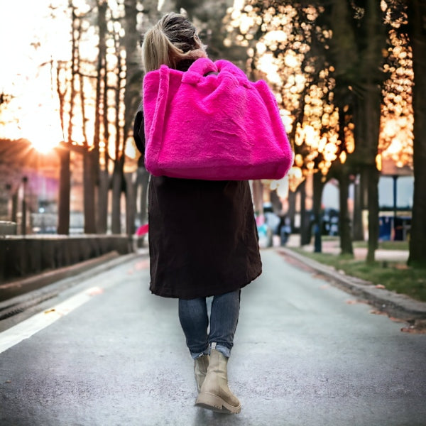 Kunstfell Tasche pink XXL