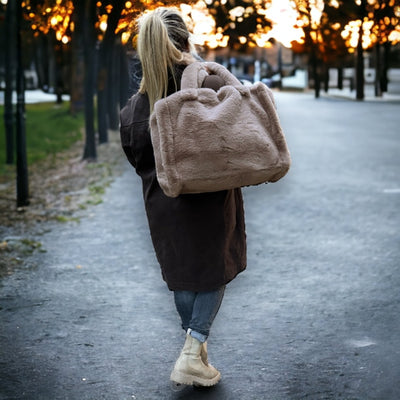 Kunstfell Tasche Taupe XXL