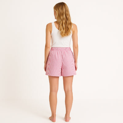 Kurze Musselin Hose Damen gestreift (Rosa)