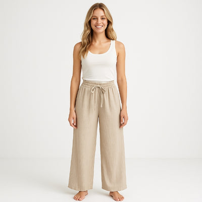 Lange Musselin Hose Damen (Beige)
