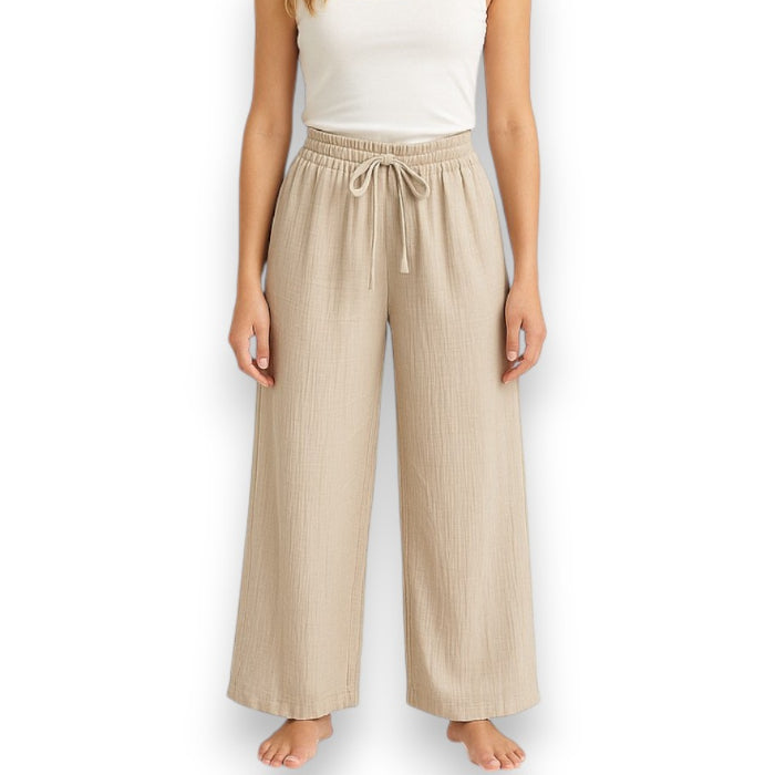 Lange Musselin Hose Damen (Beige)