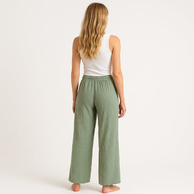 Lange Musselin Hose Damen (Khakigrün)
