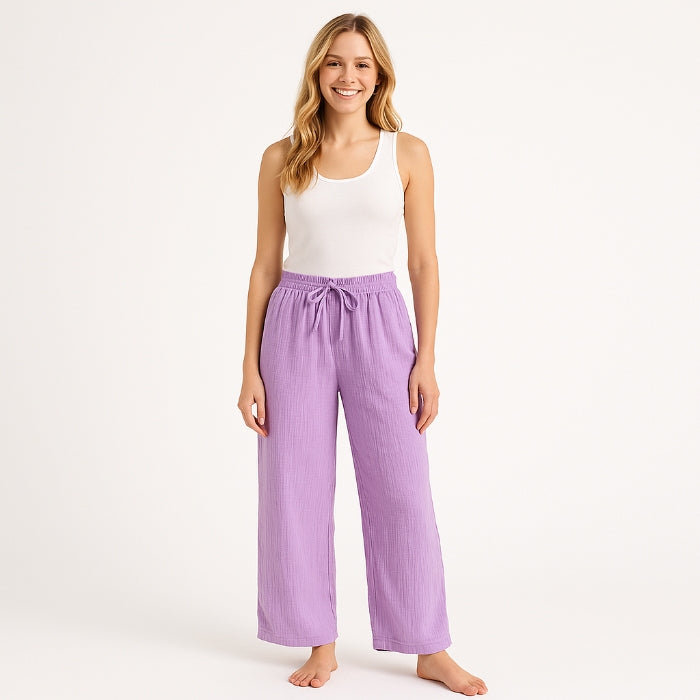 Lange Musselin Hose Damen (Lila)