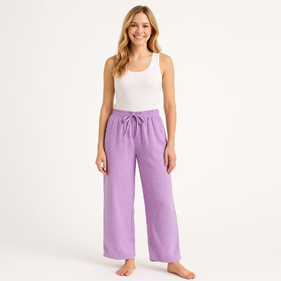 Lange Musselin Hose Damen (Lila)