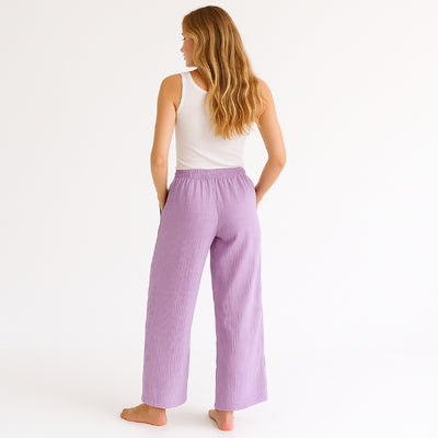 Lange Musselin Hose Damen (Lila)